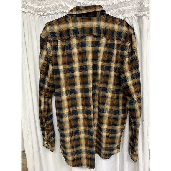 Carhartt Men’s Original Fit Plaid Flannel Shirt Brown Navy – Size L Tall NWT - Picture 4 of 4